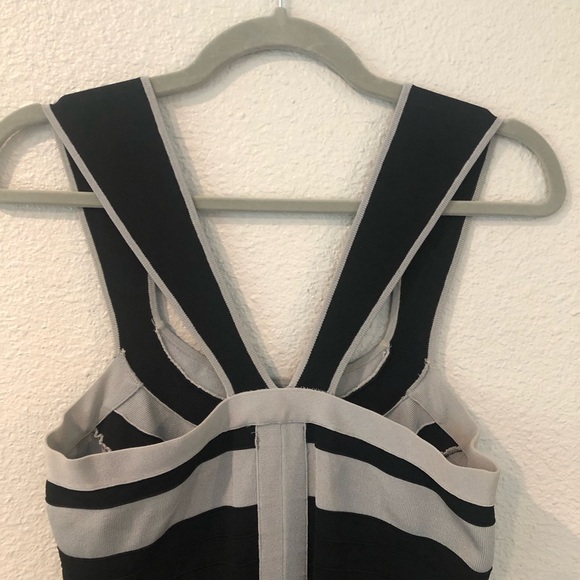 Express Bandage Sundress Black Gray Wide Strap Fitted Sexy - Picture 5 of 10